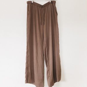 Brown Silky Track Pants